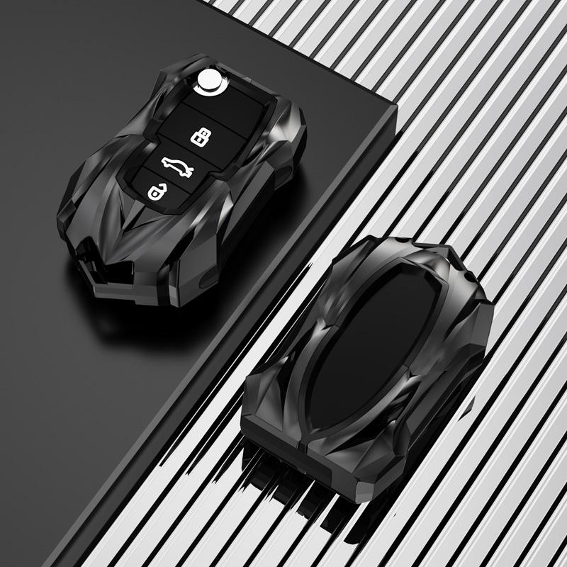 

Metal Car Key Case Silicone Cover for VW Golf 7 MK7 3 Buttons Flip Folding Remote Key Fob for Seat for Skoda Car Accessories