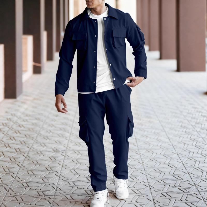 New Men's Workwear Multi-pocket Arm Pockets Long-sleeved Jacket Trousers Suit Casual Motorcycle Suit