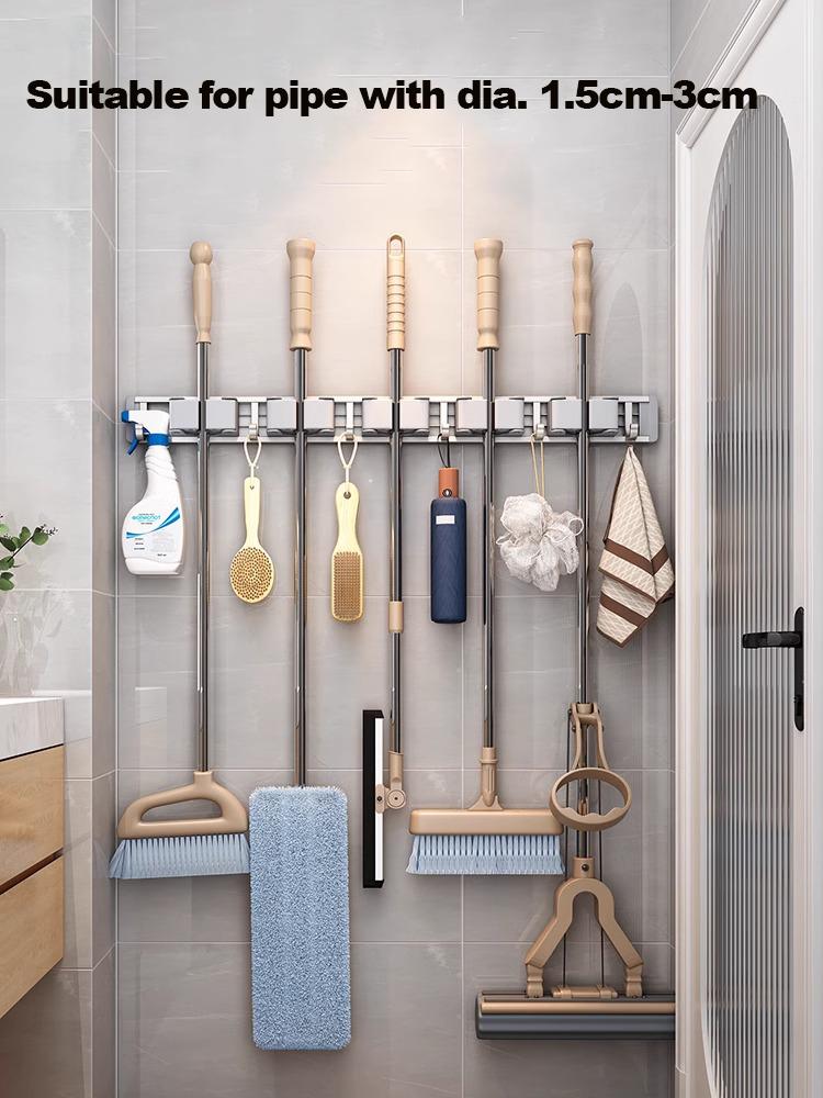 Mopp- und Besen-Organizer Mopphalter-Gestell Mopphalter Wandmontiert Stark Besen-Mopphalter-Regal mit Haken Organizer Hängen Besen auf