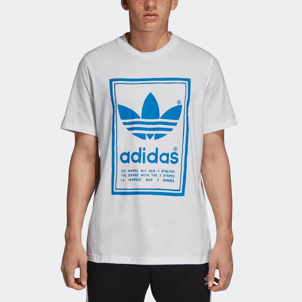Adidas Originální Vintage 3-pruhy Retro Sportovní tričko s krátkým rukávem a kulatým výstřihem Pánské topy Bílé DJ2716