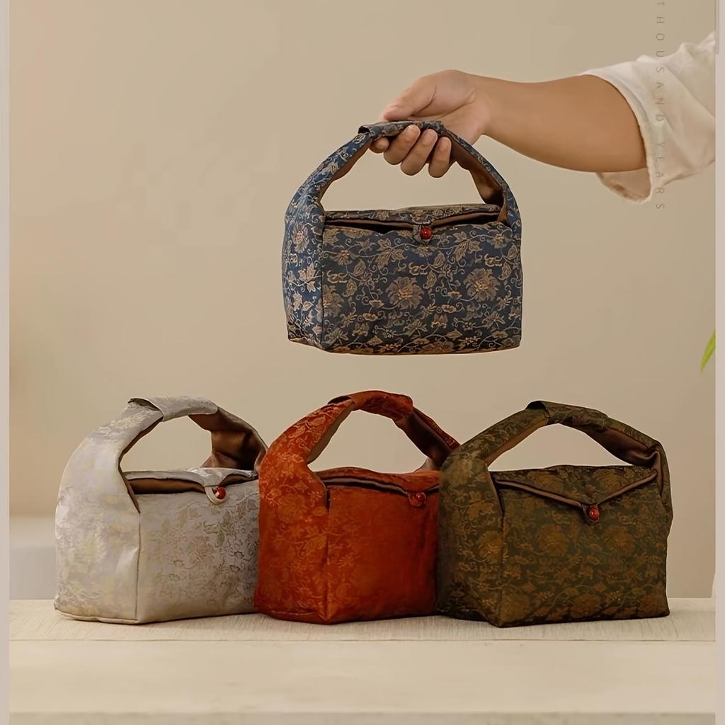 Tea Set Storage Bag Satin Brocade Handbag Zen Classical High-end Party Business Gift Packaging
