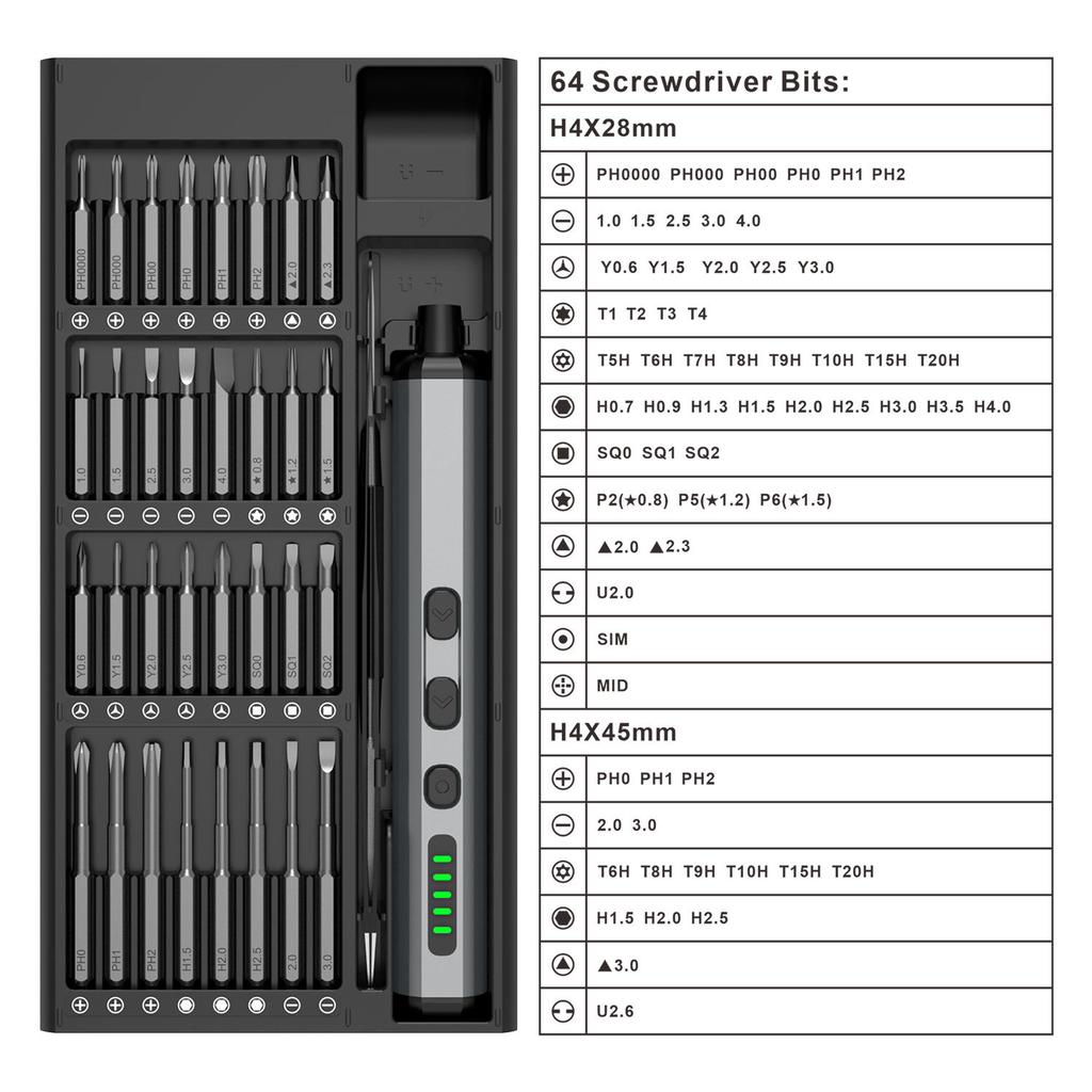 68 in 1 Cordless Electric Screwdriver Precision Repair Tool Kit Magnetic Screwdriver Set for Laptop Camera Watch Electronics DIY