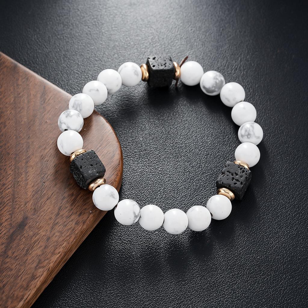 Men's Abrasive Stone Bracelet, Volcanic Stone Natural Stone Beaded Bracelet, Hand Decoration