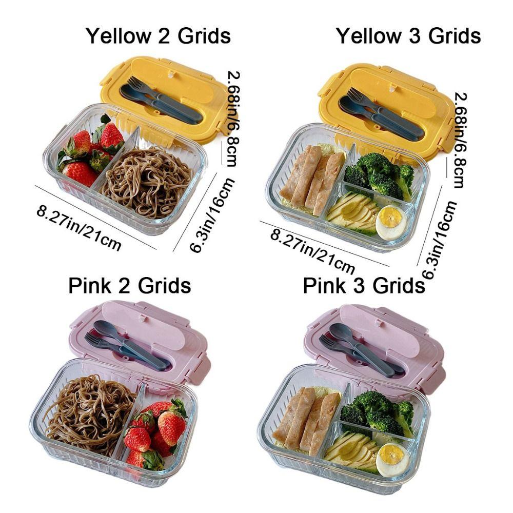 Large Capacity Glass Lunch Box Sealed Food Storage Container Vertical Stripe Lunch Box Camping