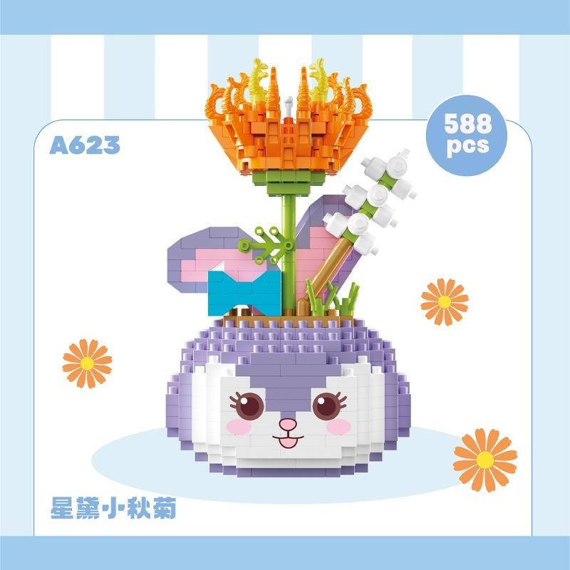 

Сочные строительные блоки в горшках, романтический комплект, собранная строительная игрушка, подарок девушке A6123