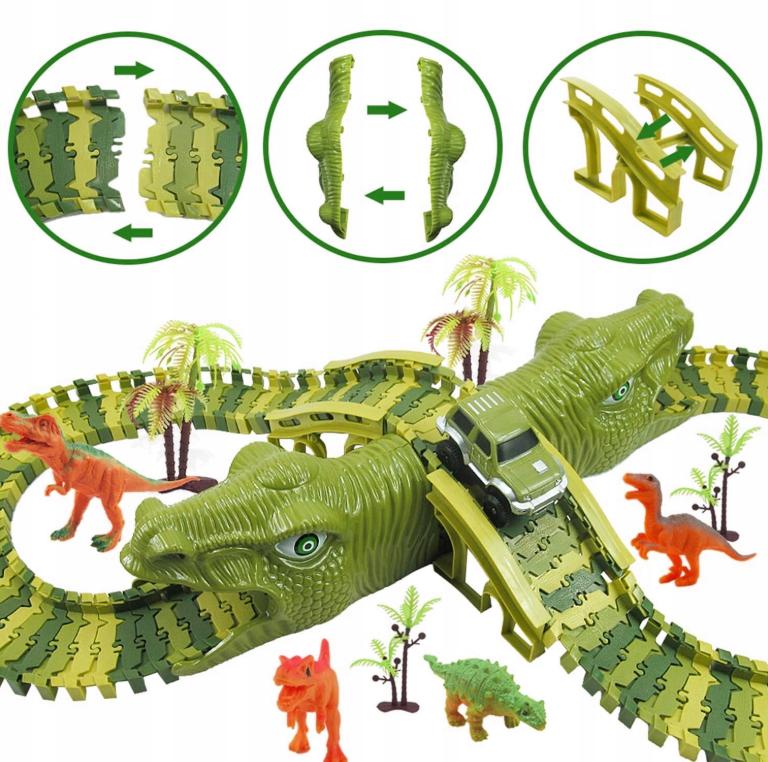 Dinosaur Racetrack Mega Park Construction Set 240 Pieces XXL