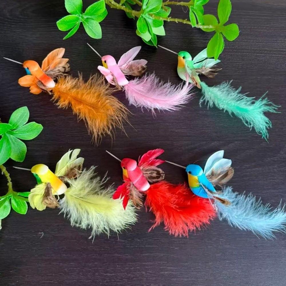 6pcs Garden Landscape Decor Simulation Birds Photography Props with Clip Artificial Birds Crafts Tree Ornaments Colorful