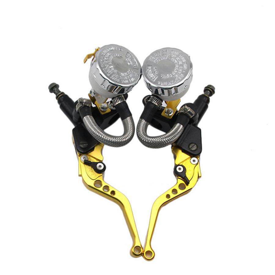 Motorcycle 7/8" 22mm Handlebar Clutch Brake Levers Master Cylinder Reservoir Set