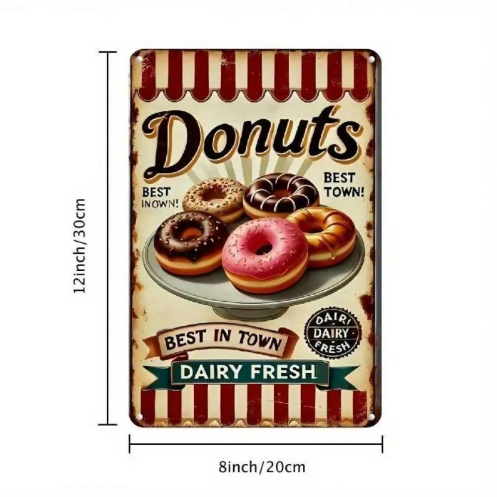 Vintage Donut Metallwandkunst Bäckereidekoration Retro Küchenschild Zuhause