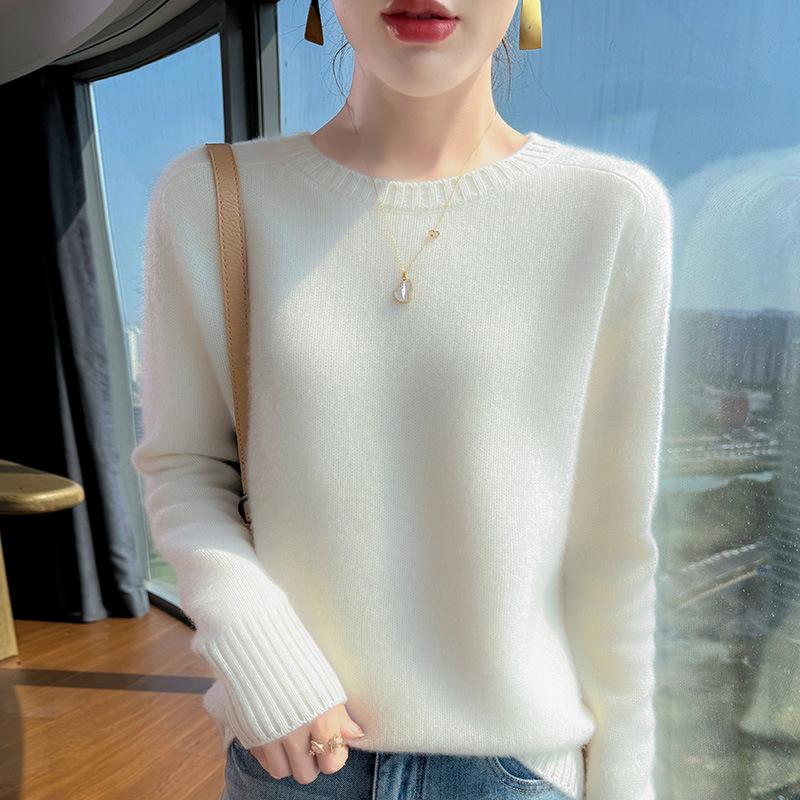 Women's Thickened Round Neck Cashmere Sweater - Autumn/Winter Loose Knit Pullover