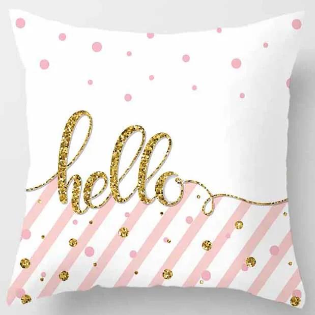 Yellow and Pink Pattern Square Pillowcase Home Decoration Cushion Cover