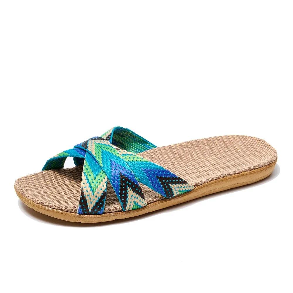 Papuci de casă pentru femei, pantofi de casă ușori din in, papuci de cuplu ușori