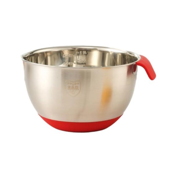 Stainless Steel Mixing Bowl with Handle And Pour Spout Metal Nesting Bowl with Non-Slip Bottoms for Kitchen Mix Cook Bake Prep