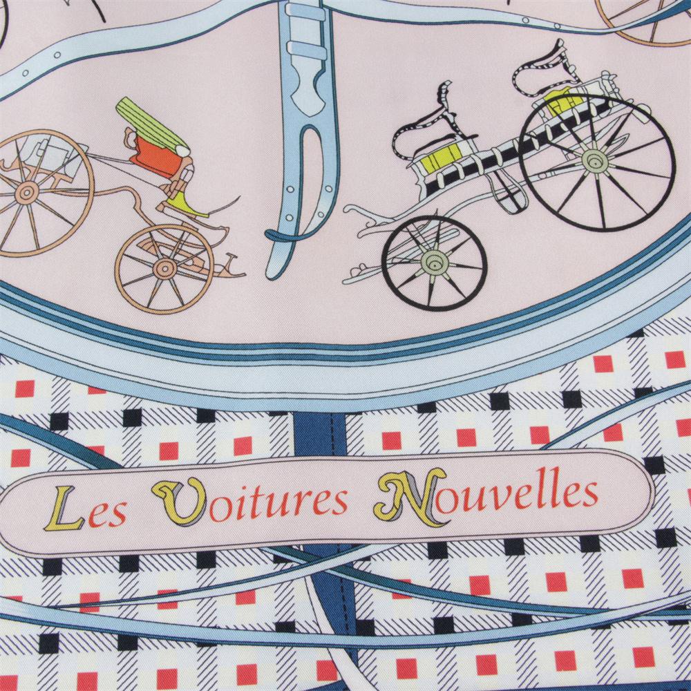 POBING Hand Rolled Twill Silk Scarf Women Horse Carriage Double Print Square Scarves Wraps Echarpes Foulards Femme Hijab 90CM