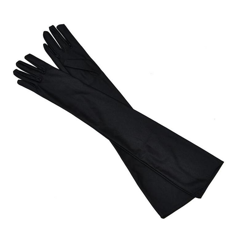 New Classic Adult Black White Red Skin Opera/Elbow/Wrist Stretch Satin Finger Long Arm Gloves Women Club Gloves Driving Gloves