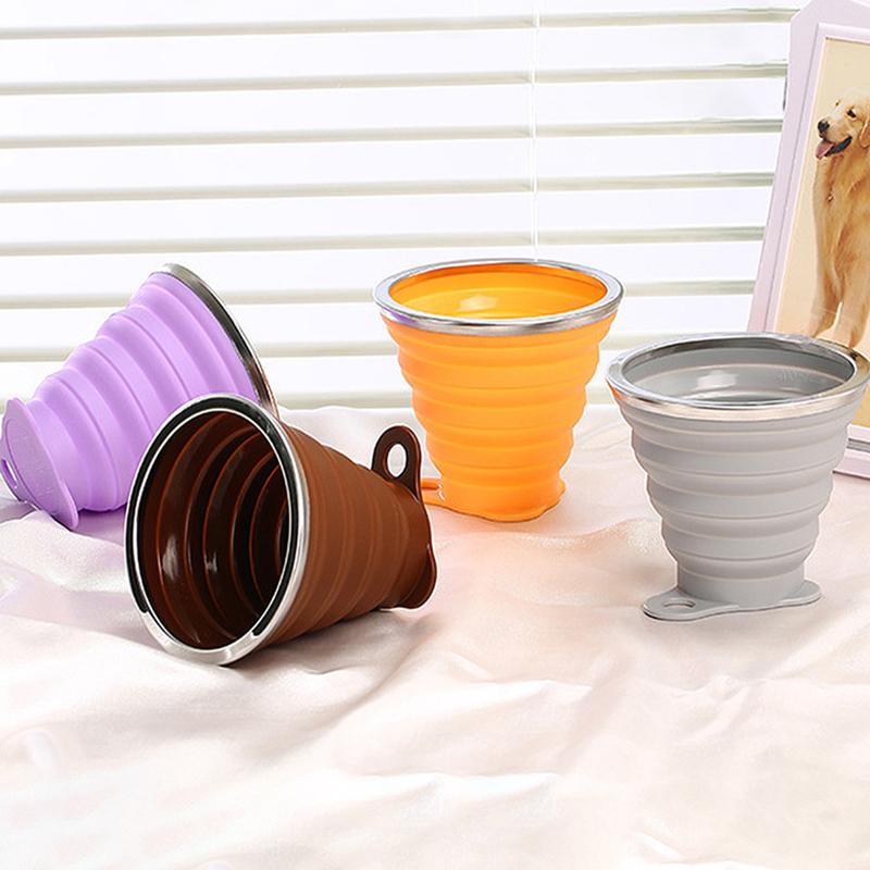 180Ml Folding Cup Food Grade Retractable Silicone Folding Cup Portable Portable Cup Outdoor Leisure Can Carry Coffee Cups