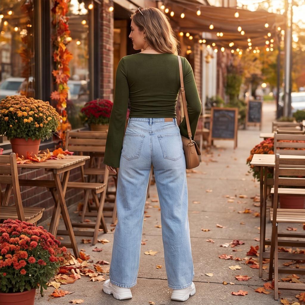 Women's Casual V-Neck Long Sleeve Top, Fashion Blouse for Daily Wear and Work