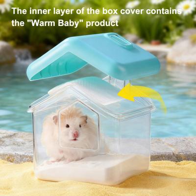Hamster Bathtub House Shape Clear Visible Gerbil Dwarf Hamster Sand Bath Container Box Small Animals Bathroom Toilet Hamster Cage Accessories