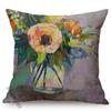 Vintage Florals Oil Painting Throw Pillow Case Nordic Glass Vase Art Sofa Decoration Cushion Cover Cotton Linen Pillowcase