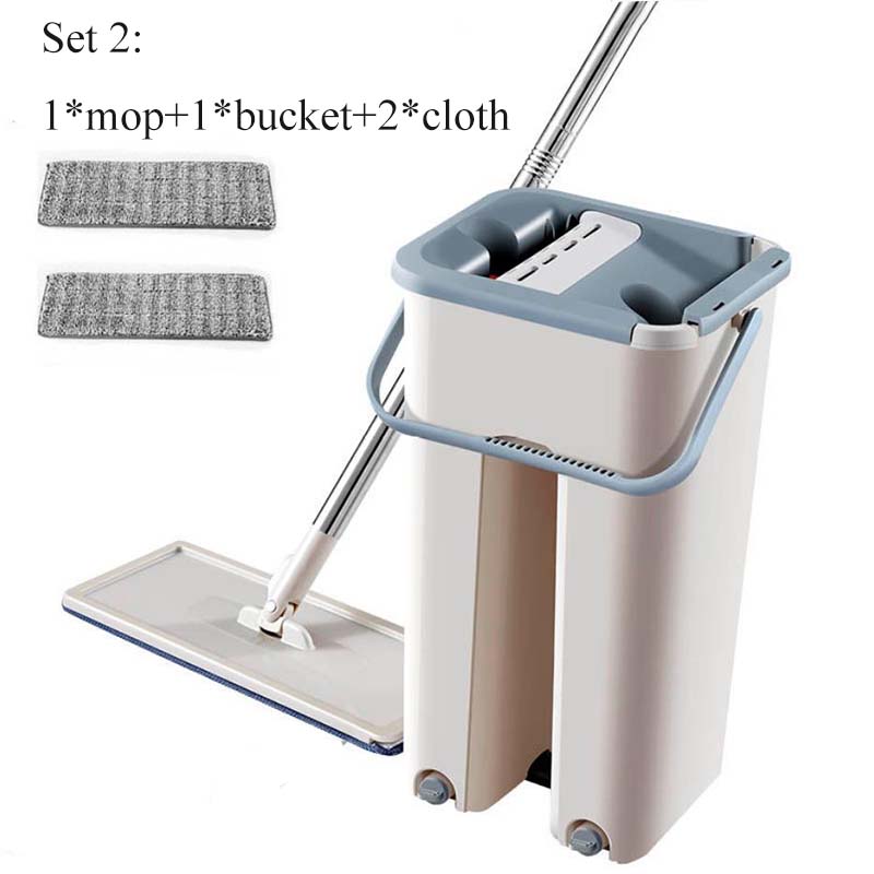 Für faule Menschen, magische Bodenreinigungsmopps, freie Hände, Spin-Reinigung, Mikrofaser-Mopp mit Eimer, flacher Quetsch-Spray-Mopp, Heim- und Küchen-Bodenreinigungswerkzeuge
