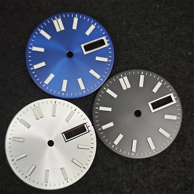 NH36 Zifferblatt 28,5 mm Sunburst Doppeldatum Kalender Zifferblätter Grün Leuchtend Uhrenzubehör für NH36/ 4R/ 7S Uhrwerk