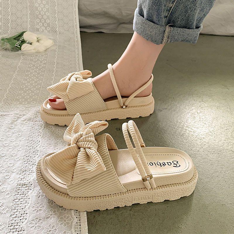 Fairy wind two wear student sandals female summer new wide fat feet non-slip flat bottom casual wear soft bottom half slippers