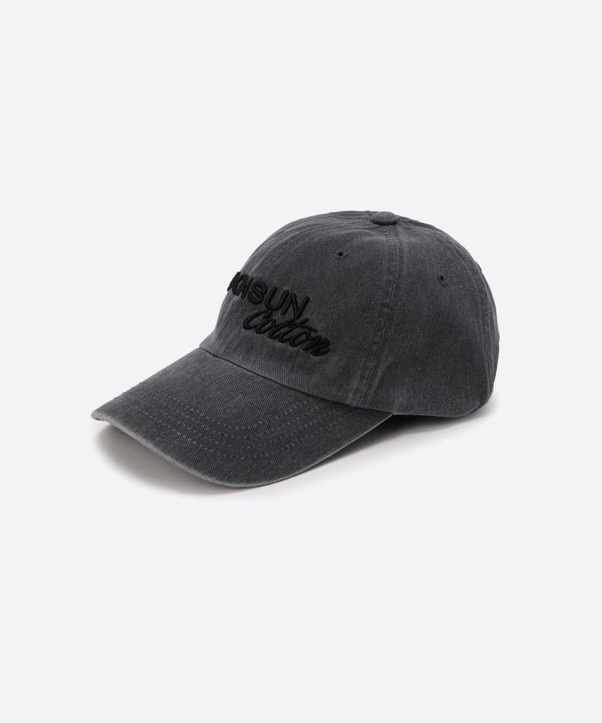 MOONSUN M.C Logo Vintage Washed Cap / Charcoal