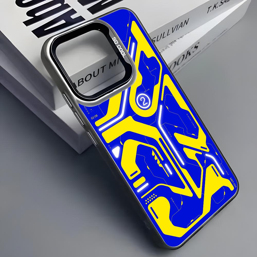 Cool Mech Mechanical Cyber Phone Case For iPhone 16 15 14 13 12 11 Pro Max Grey Black Matte Laser Metallic Aurora Funda