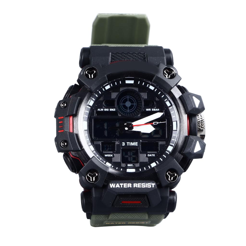 Men Analog Digital Chronograph Watch Water Resistant Dual Time LED Backlight 12/24 Hour Format