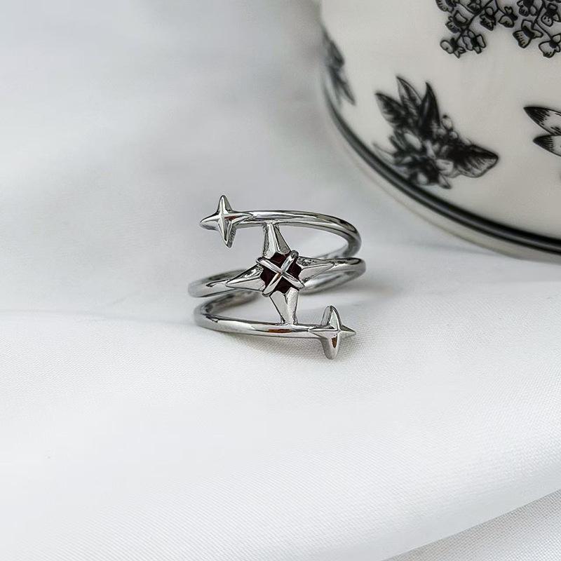 

Star Enamel Open Ring Women S Light Luxury Niche Design High-End Sense Dog Paw Sweet Personality Stacked Ring Adjustable opening