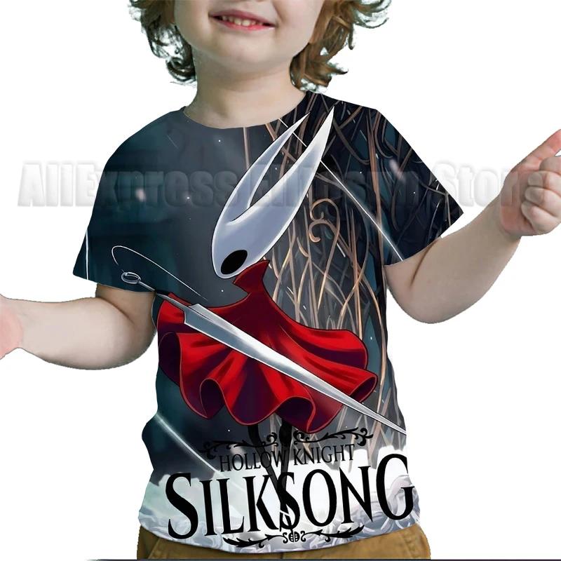 Kids Hollow Knight Silksong T-shirts Fridge Magnet Boys Girls T Shirts Child Cartoon Tshirt Camiseta Summer Toddler Tee Costume