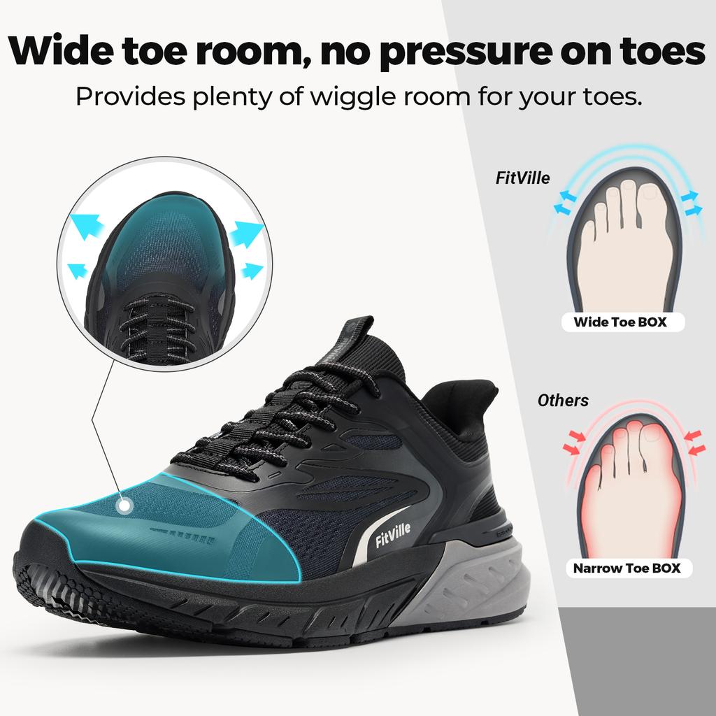 Baskets Confortables Antidérapantes Largeur Large pour Homme Respirantes Semelle Souple Chaussures de Course et de Marche