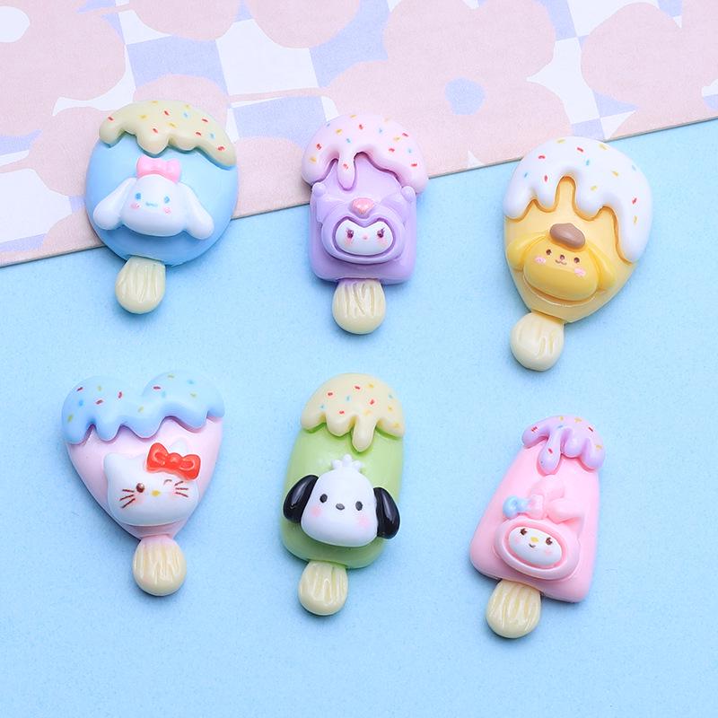 Glossy Animal Ice Cream Cartoon Resin Hair Clip DIY Ornament Accessories