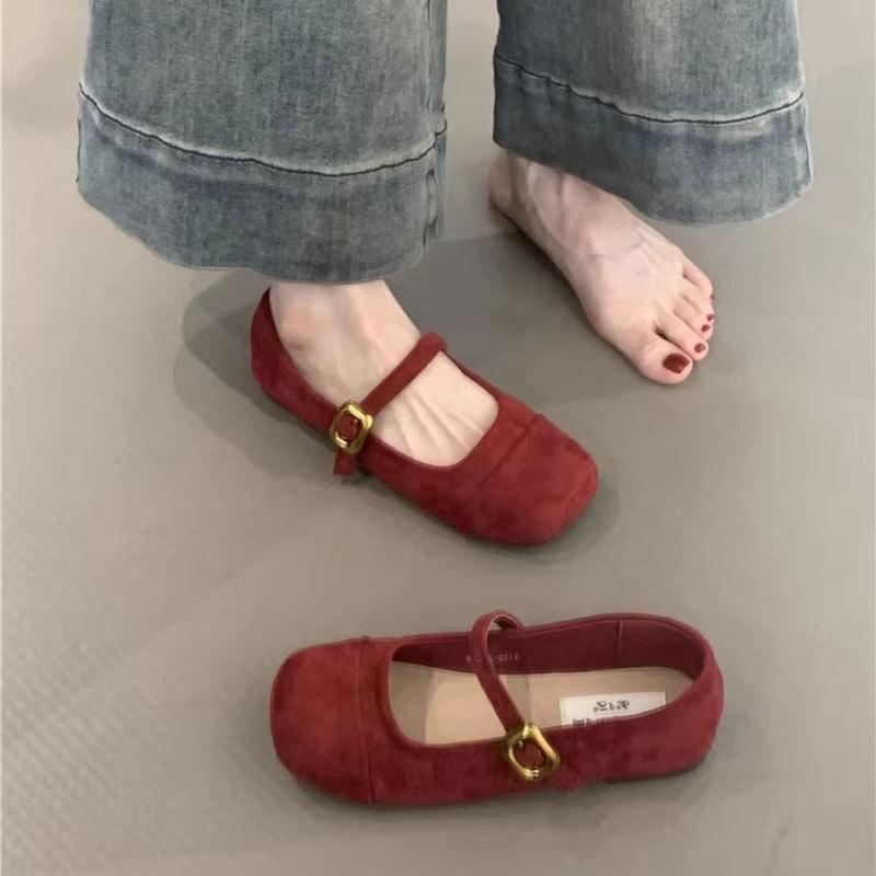 Retro shallow single shoes women's spring and autumn new French evening shoes gentle soft flat Mary Jane shoes