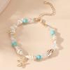 Trendige blaue Reiskorn-Kettenarmbänder für Damen Böhmisches Seestern-Muschel-Armband Sommer Strand Einfacher Schmuck Geschenke