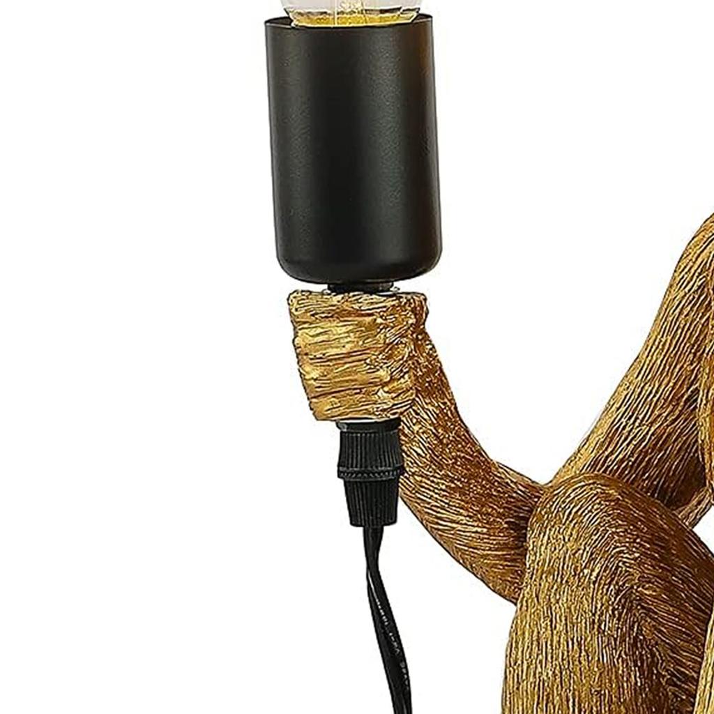 Monkey Table Light, Vintage Creative Animal Statue Desk Lamp for Home Decor, Living Room, Bedroom, Resin Material-Gold