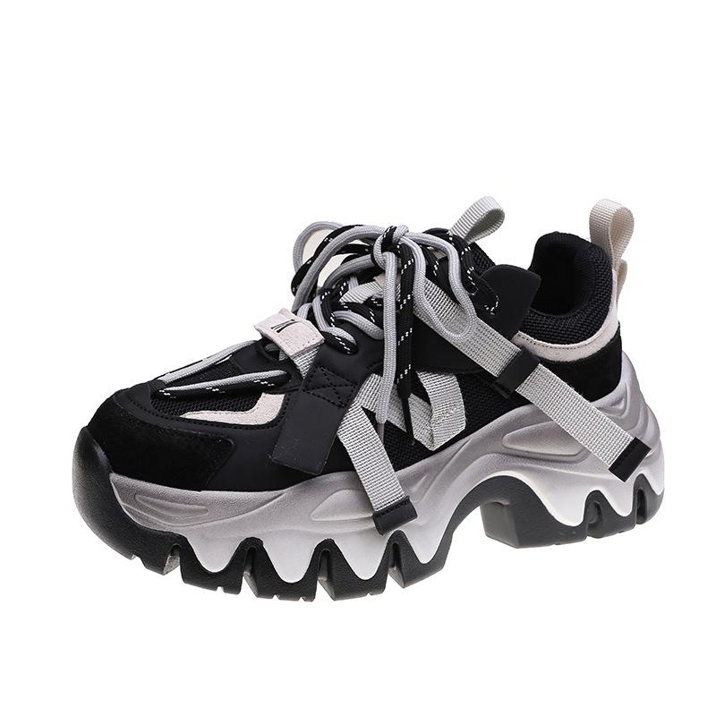 

Модные повседневные кроссовки из сетчатого холста, дышащие, удобные, спортивные кроссовки на платформе для женщин, новинка 2024 года 40 чёрный