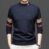 Men's Jacquard Knit Long-Sleeve Sweater with Half-High Neck, Warm Base Layer for Autumn & Winter