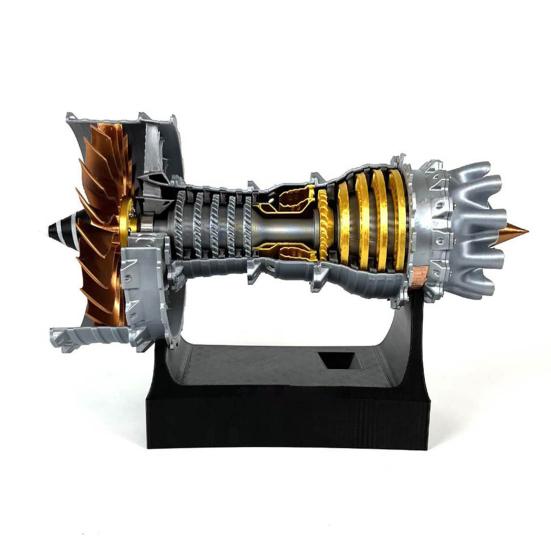 

Модель турбовентиляторного двигателя TR900, работающая фигурка авиационного двигателя A380, декоративный элемент в виде турбореактивного авиационного двигателя, игрушка для обучения механике и науке серебряный