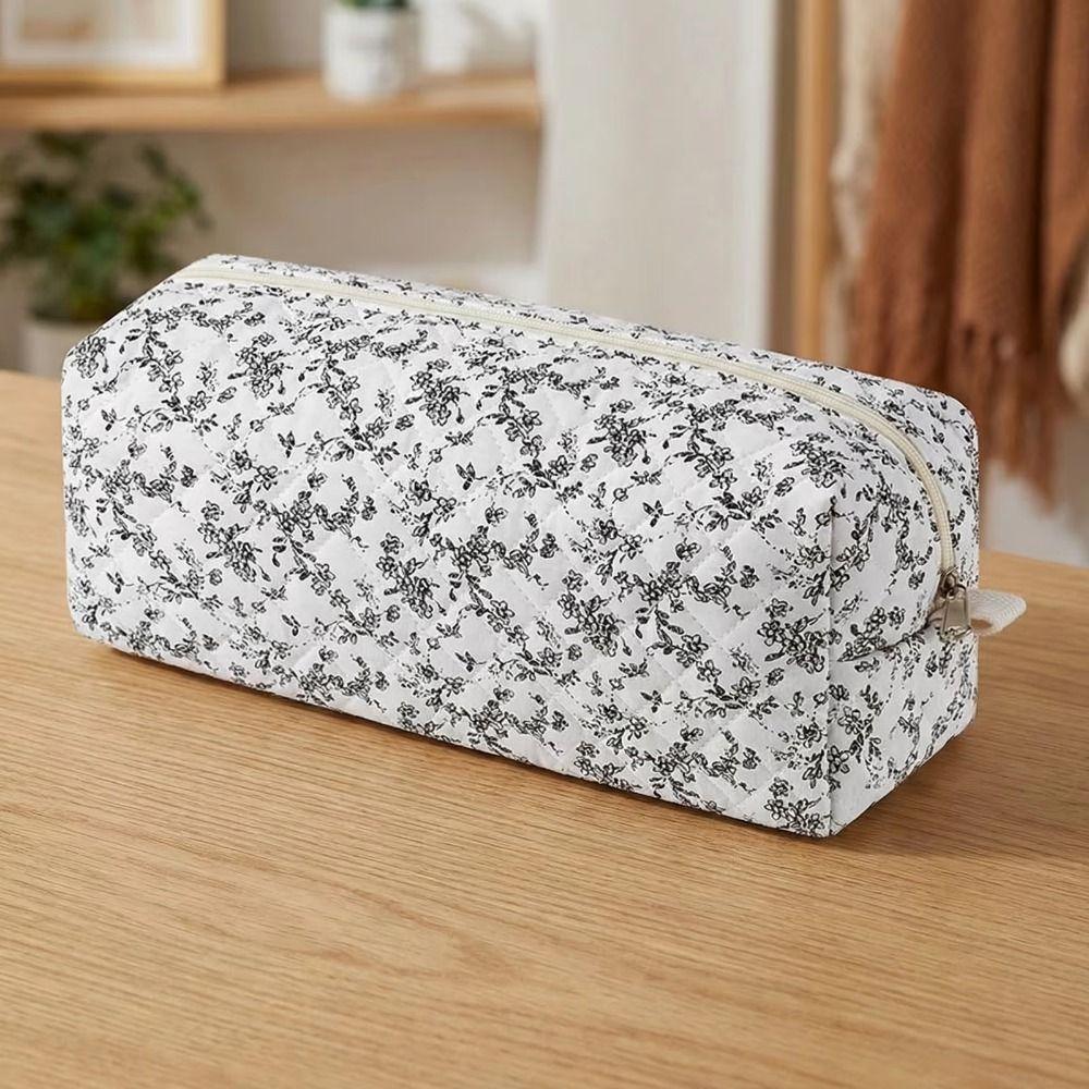 Soft Hair Dryer Storage Bag Quilting Cotton Dustproof Curler Storage Bag Zipper Closure Large Capacity Cosmetic Bag