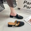 2025 new French temperament thick heel bag head half slippers women wear summer Mary Jane lazy Mill sandals
