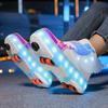 Kid's Four-wheel Detachable Flat Shoes Rechargeable LED Luminous Sports Shoes with Wings Children's Skates with Brakes Roller Skates sneakers
