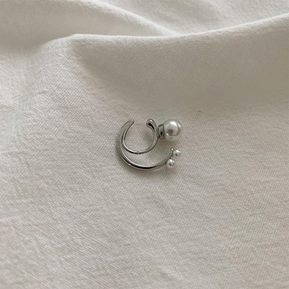 

Винтажный корейский кафф для уха с жемчугом и металлом - Не требует пирсинга