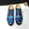 Chaussures de ville Oxford pour hommes en cuir véritable de luxe et tendance, à lacets, unies à bout rapporté, imprimé crocodile pour le bureau, mariage, soirée