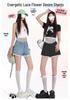 Women's Plus Size Lace Denim Maternity Shorts - Summer 2026 A-line Loose Fit
