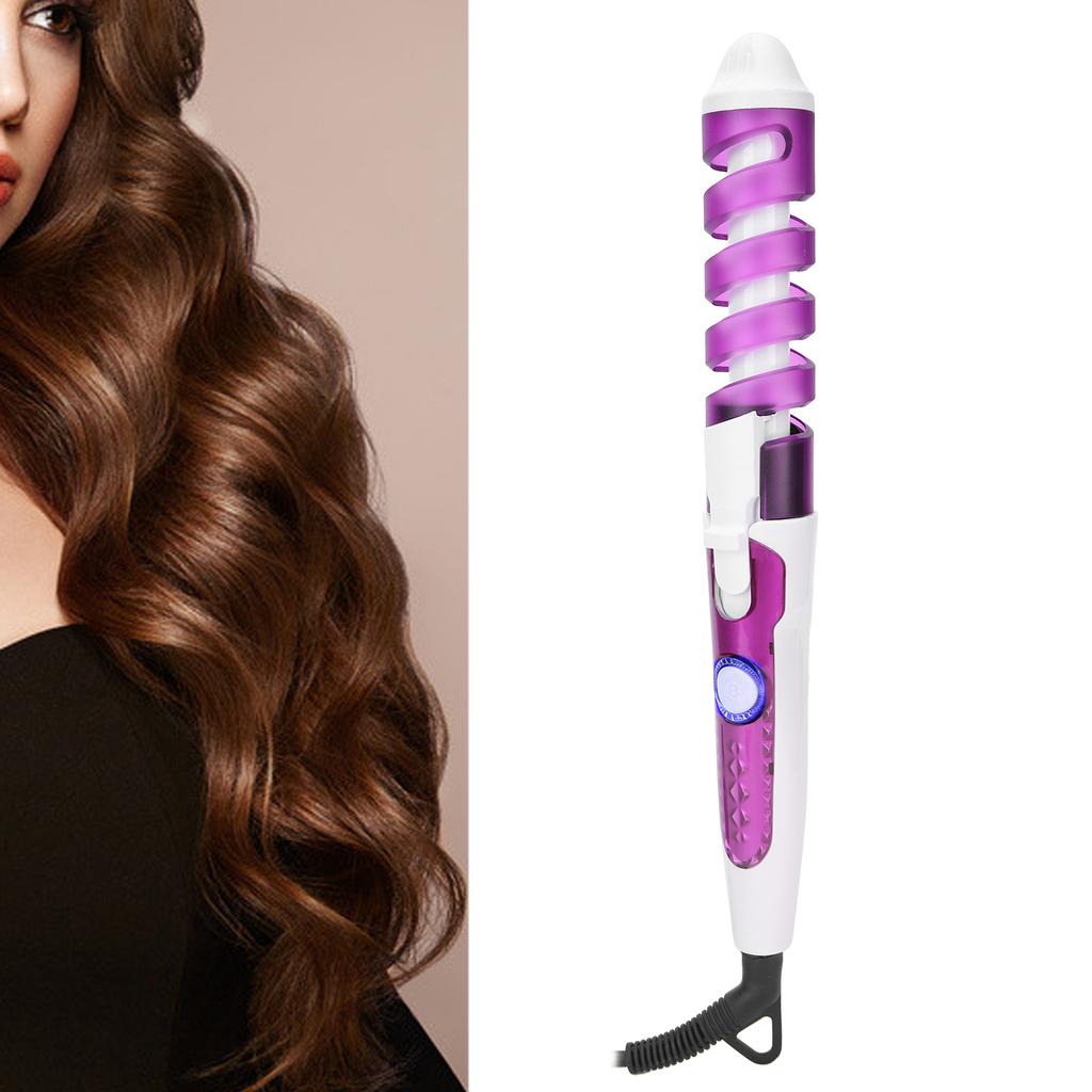 Mini Spiral Hair Curler Portable AntiScald Wavy Hair Styling Hair Curling Wand Purple