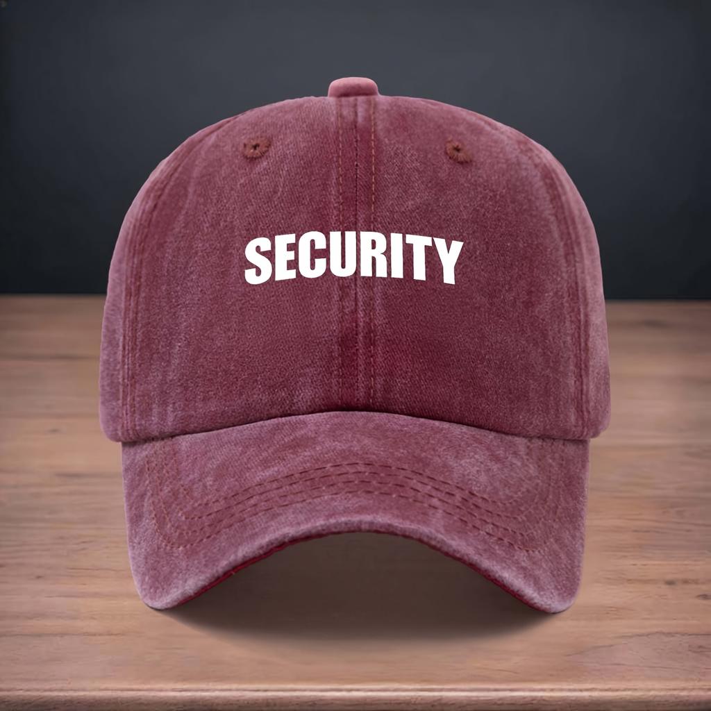 Printed SECURITY Pattern Baseball Cap for Easy Travel, Versatile Soft Top Design for All Seasons, Adjustable Curved Brim Hat