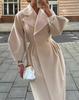 Retro European & American Lantern Sleeve Wool Coat with Large Lapel for Autumn and Winter