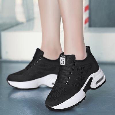 New Women's Inner Height Increase Women's Shoes Thick-soled Air Cushion Sports Shoes Casual Travel Shoes Wedge Heel Single Shoes Light
