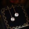 Design new simple ins style Korean version temperament natural freshwater pearl retro chain stud earrings pearl earline